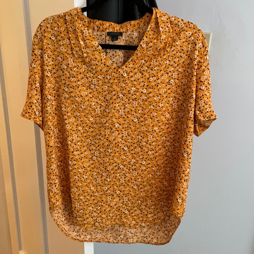 Yellow short sleeve Ann Taylor blouse
